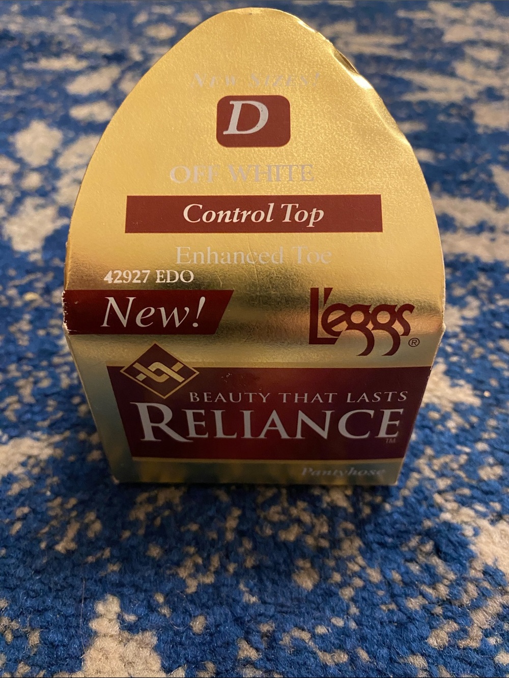 VINTAGE LEGGS CONTROL TOP "OFF WHITE" ENHANCED TOE SIZE D PANTYHOSE #42927